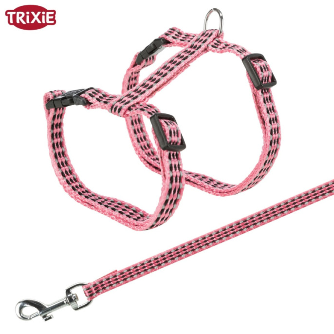 Светоотражающая шлейка с поводком для кошек TRIXIE (22–42 см/10 мм)