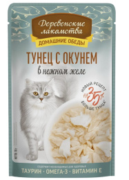 Влажный корм для кошек Деревенские лакомства Тунец с окунем в нежном желе