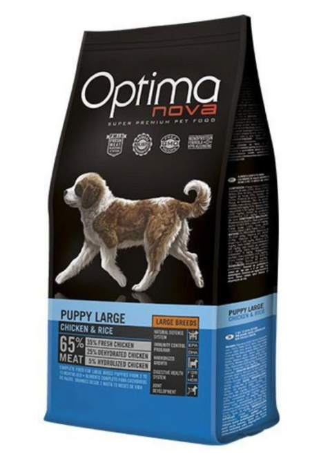 Сухой корм для щенков крупных пород Optima Nova Puppy Large (курица, рис) (12 кг)