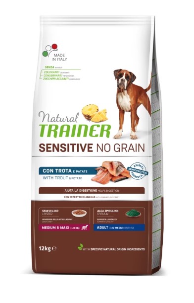 Сухой корм для собак Trainer Natural Sensitive No Grain Medium&Maxi Adult (форель)