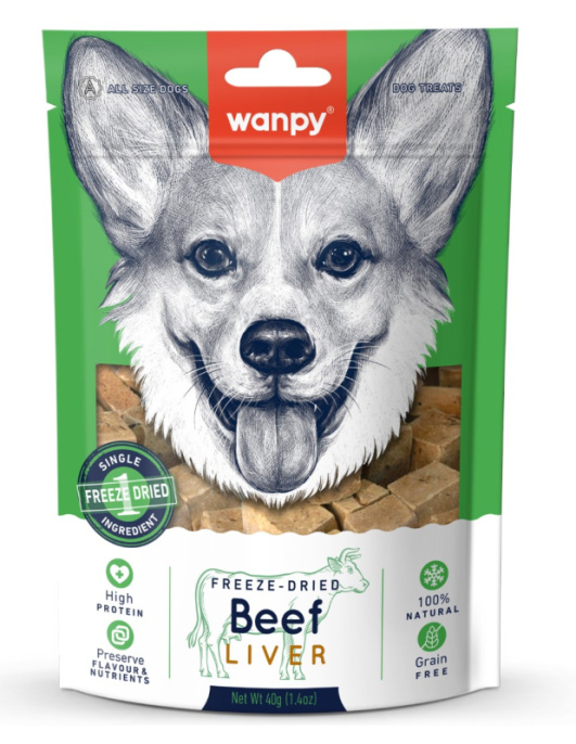 Лакомство сублимированное для собак Wanpy Dog (говядина, печень) (40 гр)