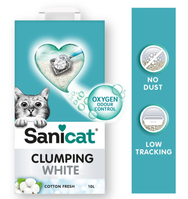 Наполнитель бентонитовый Sanicat Clumping White Cotton Fresh (аромат хлопка) (10 л)
