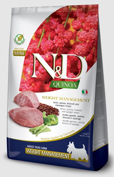 Сухой корм для собак Farmina N&D GF Quinoa Weight Management Lamb Dog Mini (ягнёнок, брокколи) (800 гр.)