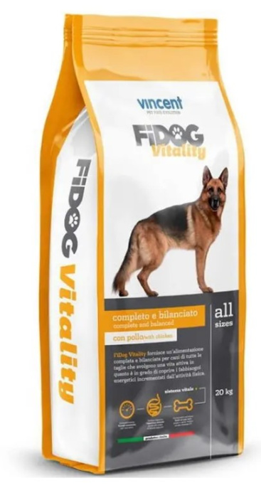 Сухой корм для собак Vincent FiDOG Vitality Adult All Breed (курица, говядина) (20 кг)