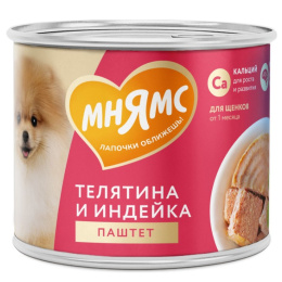 Влажный корм для щенков Мнямс На каждый день Паштет из телятины и индейки «ПРАВИЛЬНОЕ РАЗВИТИЕ»