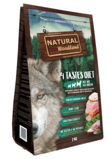 Сухой корм для собак Natural Woodland 4 Tastes Diet All Age (индейка, курица, лосось, тунец) (2 кг)