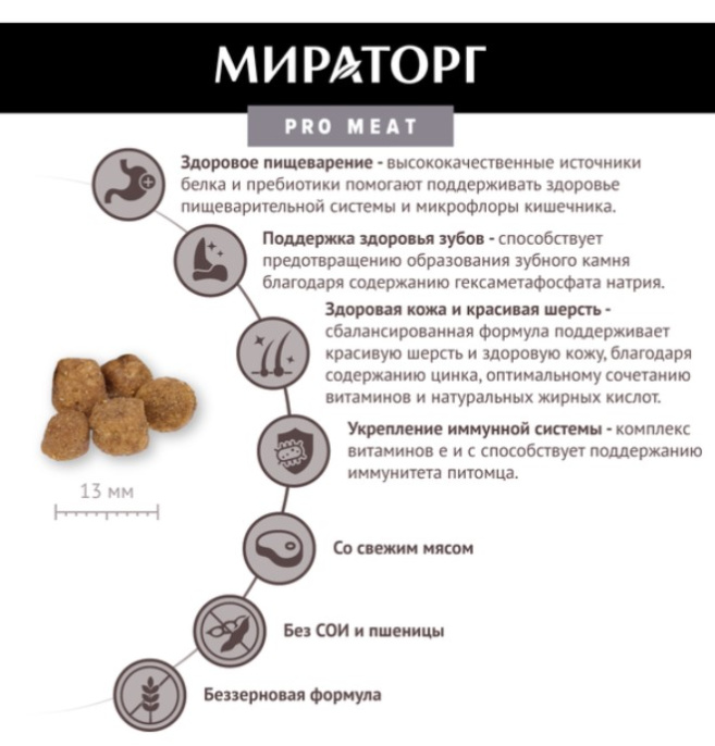 Мираторг Сухой корм для собак мелких пород с с ягненком и картофелем Pro Meat (700 гр)