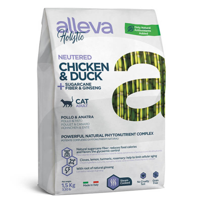 Сухой корм для кошек Alleva Holistic Neuteded Chicken & Duck (курица, утка) (400 гр.)