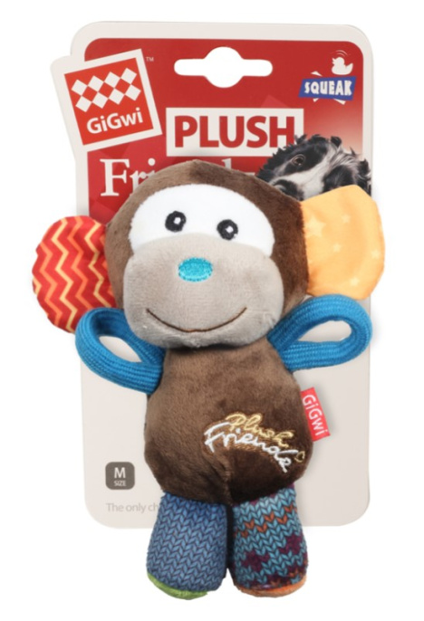 Игрушка для собак GiGwi Plush Friendz Обезьянка с пищалкой (16 см)