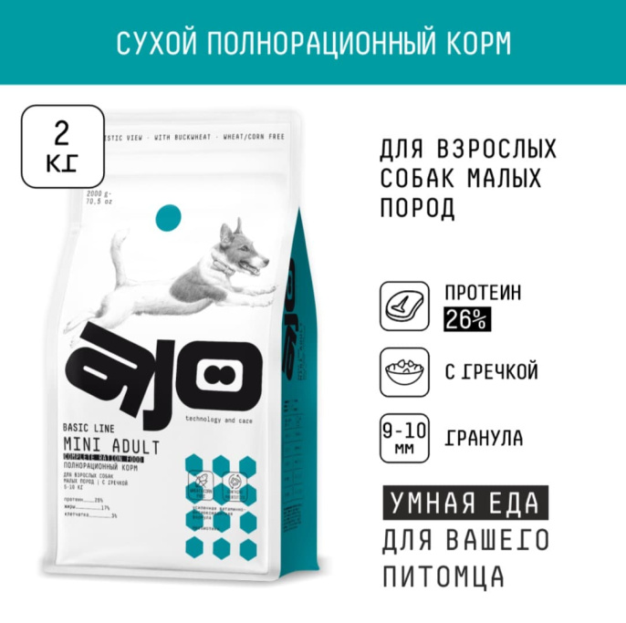 Сухой корм для собак мелких пород AJO Basic Line Mini Adult Dog (8 кг)