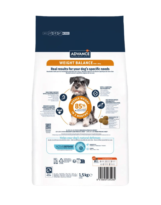 Сухой корм для собак Advance Dog Mini VetDiet Weight Balance (птица) (1,5 кг)