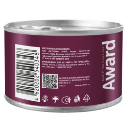 Паштет для собак Award Dog (утка с брусникой)