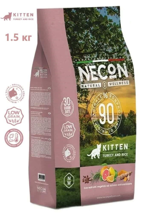 Сухой корм для котят Necon Natural Wellness Kitten (индейка, рис) (400 гр.)
