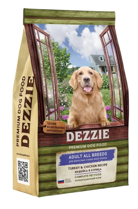 Сухой корм для собак DEZZIE Adult Dog All Breeds (индейка,курица) (800 гр)