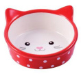 Миска для кошек Mr.Kranch керамическая Мордочка кошки 250 мл в горошек (Красная )
