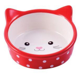 Миска для кошек Mr.Kranch керамическая Мордочка кошки 250 мл в горошек