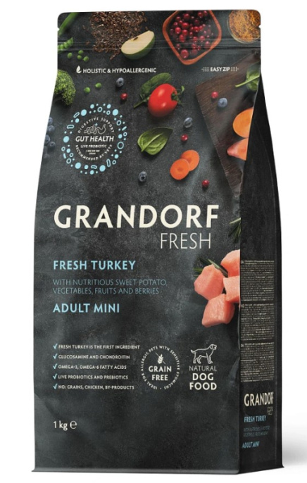 Сухой корм для собак мелких пород GRANDORF Fresh Turkey&Sweet Potato Adult MINI BREEDS (индейка, бат (1 кг)