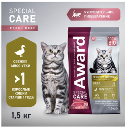 Сухой корм для кошек Award Special Care Sensitive Digestion Adult Cat (утка)