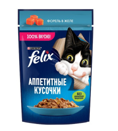 Влажный корм для кошек Felix Аппетитные кусочки (форель в желе)