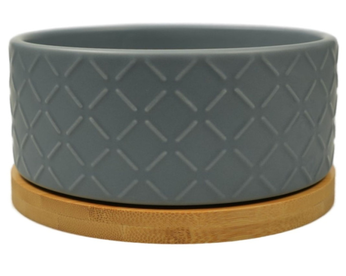 Миска Mr.Kranch Bamboo керамическая синяя на бамбуковой подставке (860 мл.)