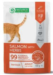 Влажный корм для стерилизованных кошек Nature's Protection Adult Sterilised (лосось, травы)