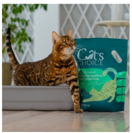 Наполнитель растительный комкующийся тофу Cat's choice (зеленый чай)