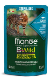 Влажный корм для кошек Monge Cat BWild Sterilised Grain Free (тунeц, креветки, овощи)