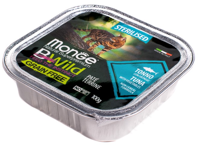 Паштет для кошек Monge Cat BWild Sterilised (тунец, овощи) (100 гр.)