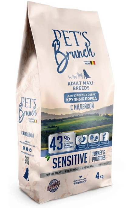 Сухой корм для собак крупных пород Pet's Brunch Adult Maxi Breeds (индейка, картофель) (4 кг)