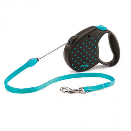 Поводок-рулетка Flexi Color Dots голубой (трос) (12кг/5м)