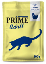 Влажный корм для кошек PRIME Adult Cat кусочки в бульоне (курица)
