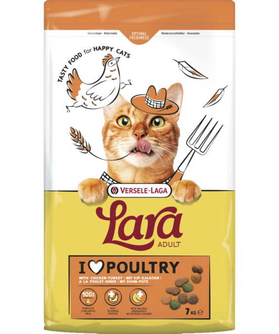 Сухой корм для кошек LARA (индейка, курица) (12.5 кг)