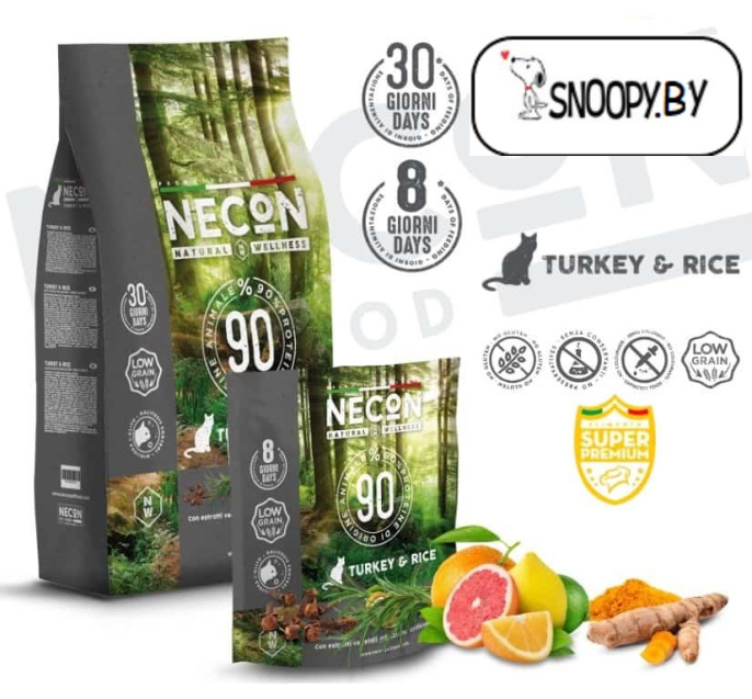 Сухой корм для кошек Necon Natural Wellness Adult Cat (индейка, рис) (10 кг)