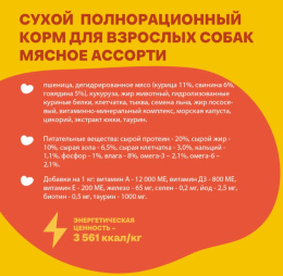 Сухой корм для собак Хаппи Лаппи Adult (мясное ассорти)