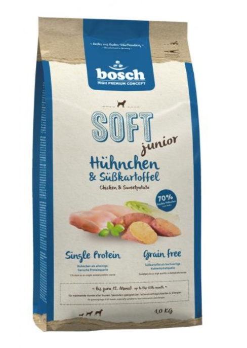Сухой корм для собак Bosch SOFT Junior (цыпленок с бататом) (1 кг)