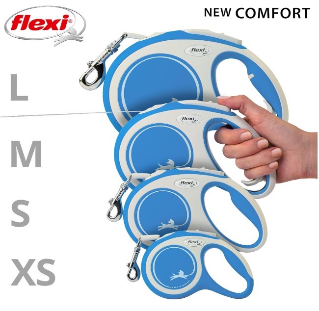 Поводок-рулетка Flexi NEW COMFORT (лента) синий (XS, 12кг/3м)