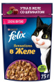 Влажный корм для кошек Felix Sensations в желе (утка, шпинат) (75 гр)