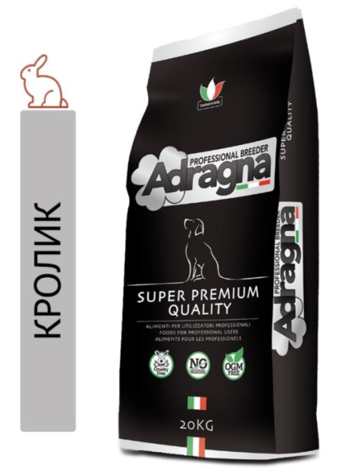 Сухой корм для собак крупных пород Adragna Breeder Monoprotein Adult Maxi (кролик, цитрусы) (20 кг)