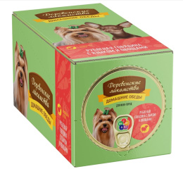 Консервы для собак Деревенские лакомства "Домашние обеды" рубленая говядина с языком и овощами