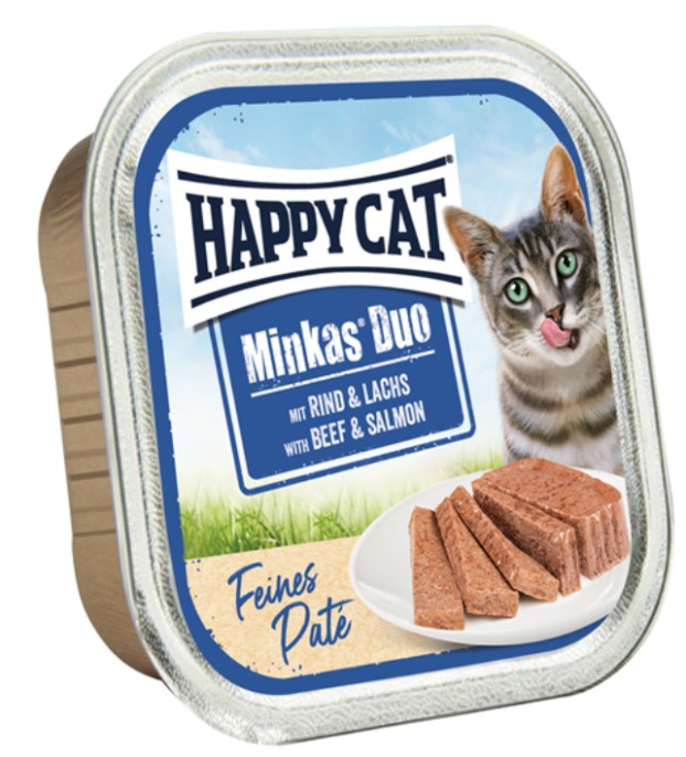 Консервы для кошек Happy Cat Minkas Duo Паштет Adult Cat (говядина, лосось) (100 гр.)