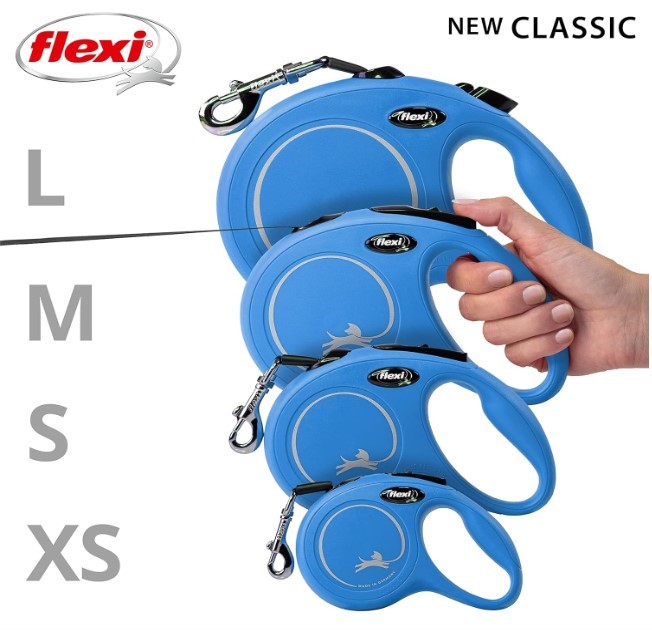 Поводок-рулетка Flexi NEW CLASSIC синий (лента) (L, до 50кг/5м)