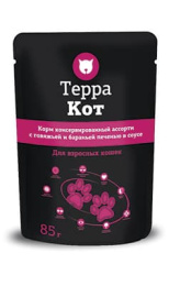 Влажный корм для кошек Терра Кот (говяжья и бычья печень) 26 шт