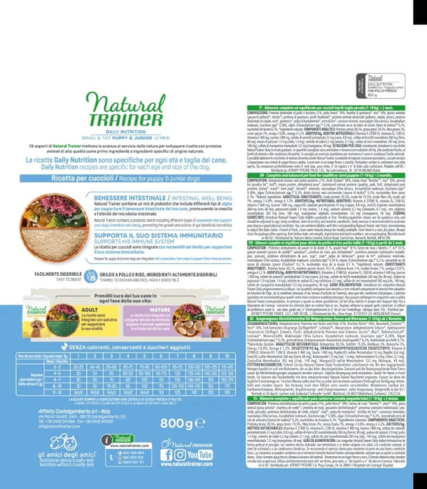 Сухой корм для щенков мелких пород Trainer Natural Puppy&Junior Mini (курица) (0,8 кг)