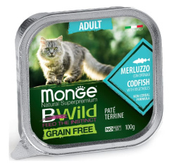 Паштет для кошек Monge Cat BWild Grain Free Codfish (треска, овощи)