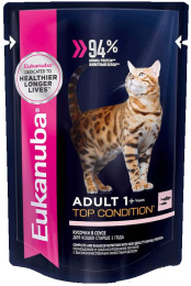 Влажный корм для кошек Eukanuba Cat Adult Top Condition (лосось в соусе)