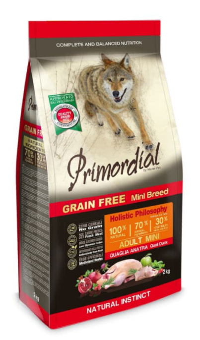 Сухой корм для собак Primordial Dog Adult Mini (утка, перепел) (2 кг)