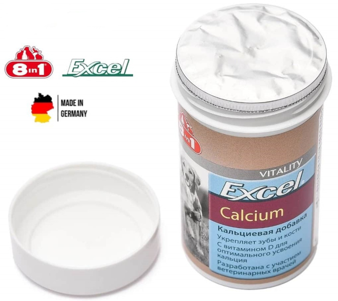 Добавка для щенков и собак с кальцием и фосфором 8in1 Excel Calcium (155 таб.)