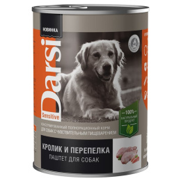 Консервы для собак Darsi чувствительное пищеварение (перепелка, кролик)