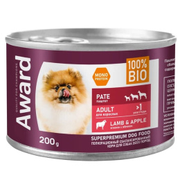 Паштет для собак Award Dog (ягненок с яблоком)