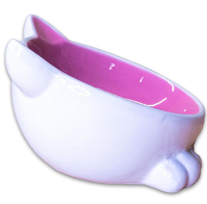 Миска для кошек Mr.Kranch керамическая Мордочка кошки на ножках 100 мл. (Розовая)